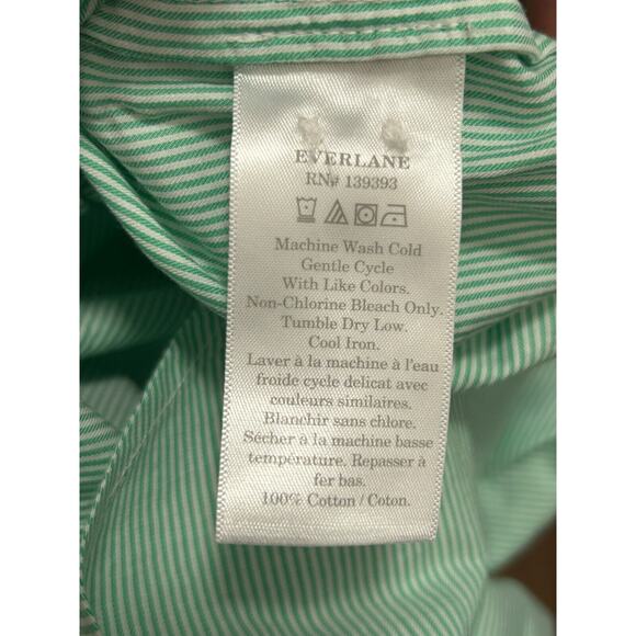 NWT Everlane The Silky Cotton Mint Green White Stripe Button Down Shirt Size 2 - Picture 8 of 11